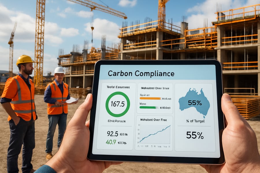 Australian construction site using a digital carbon compliance dashboard